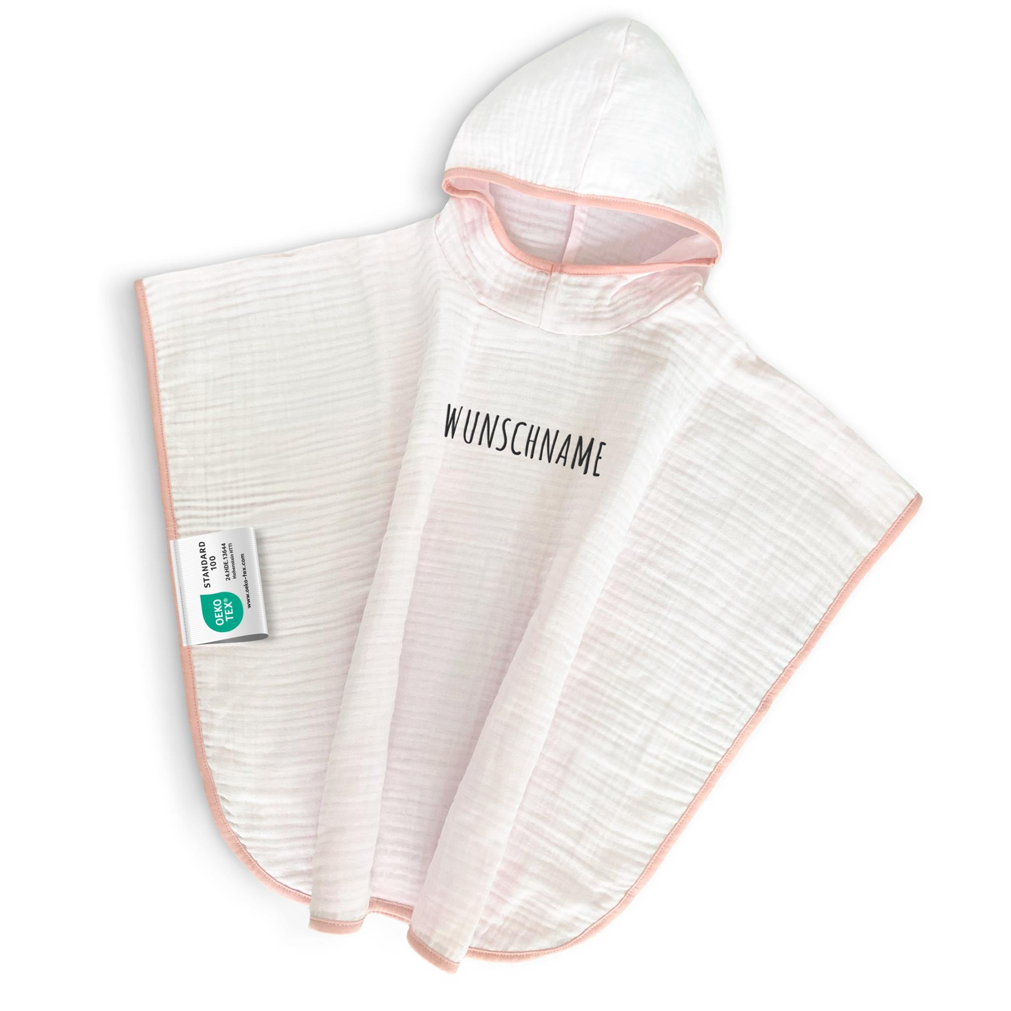 Musselin Badeponcho Kinder mit Namen Bestickt, Oeko-TEX® Standard 100