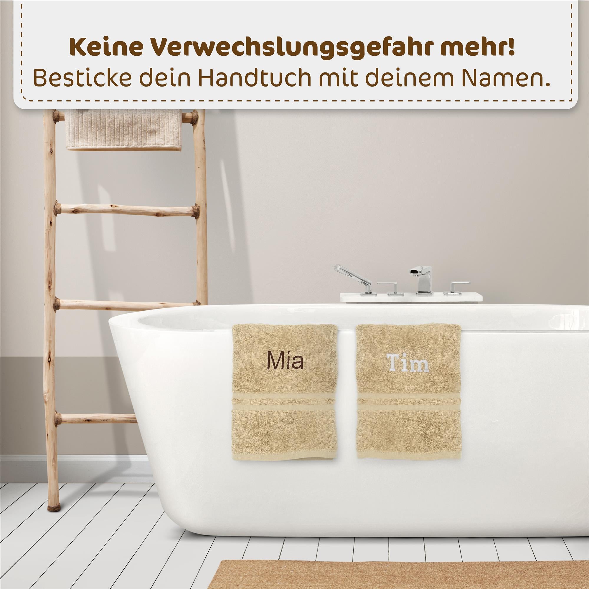 Handtuch mit Namen bestickt, OEKO-TEX® Standard 100
