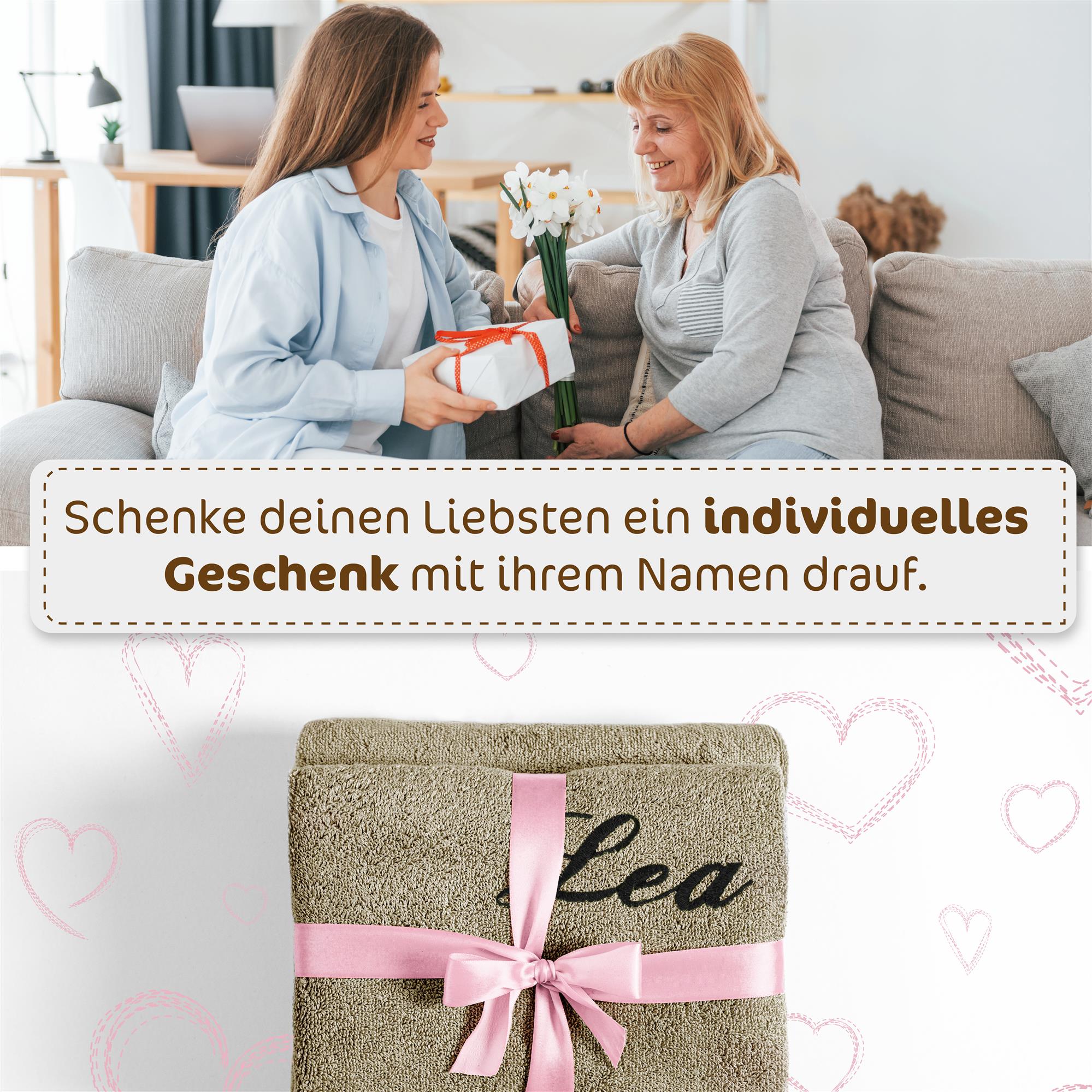 Handtuch mit Namen bestickt, OEKO-TEX® Standard 100