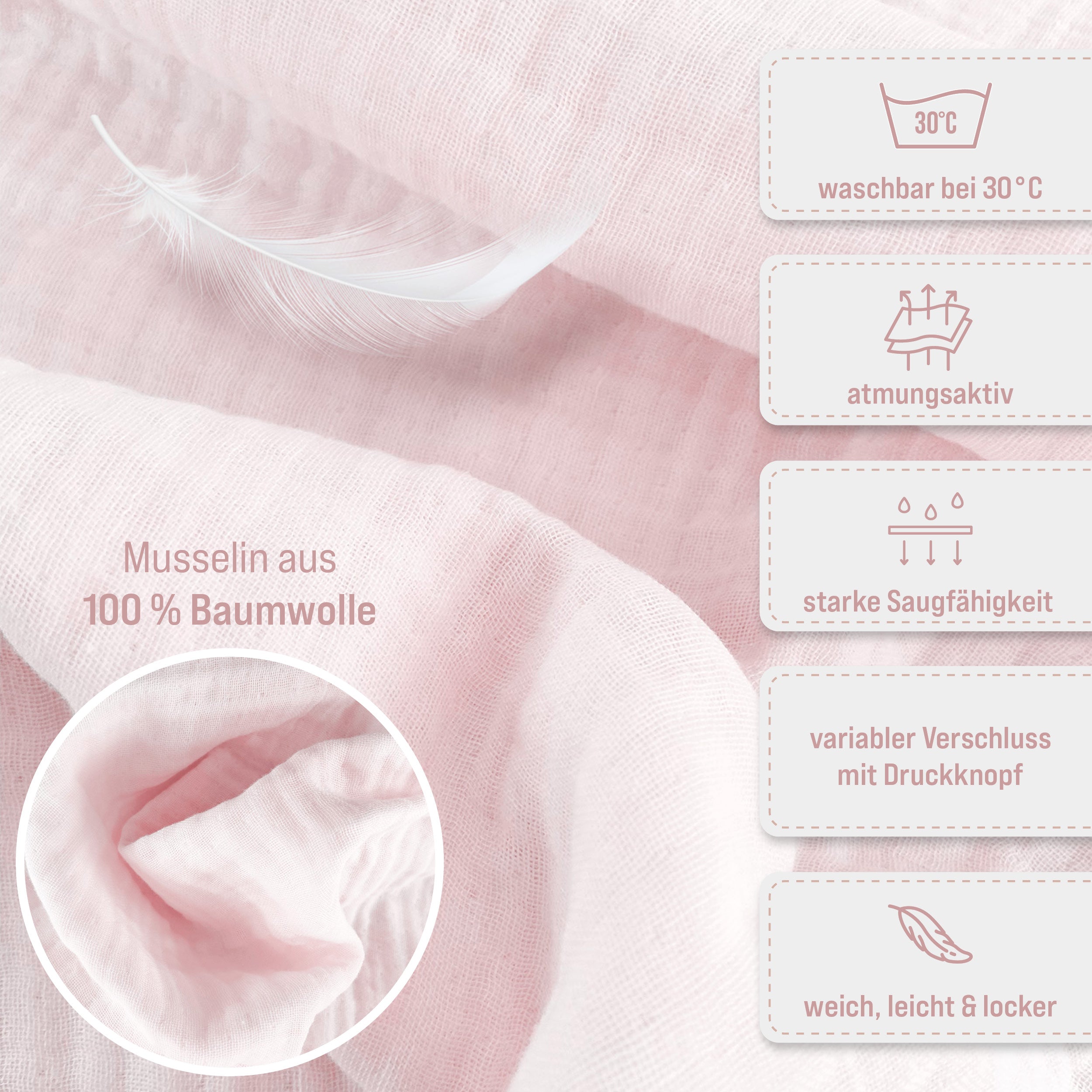 Musselin Baby Lätzchen mit Namen bestickt, Oeko-TEX® Standard 100