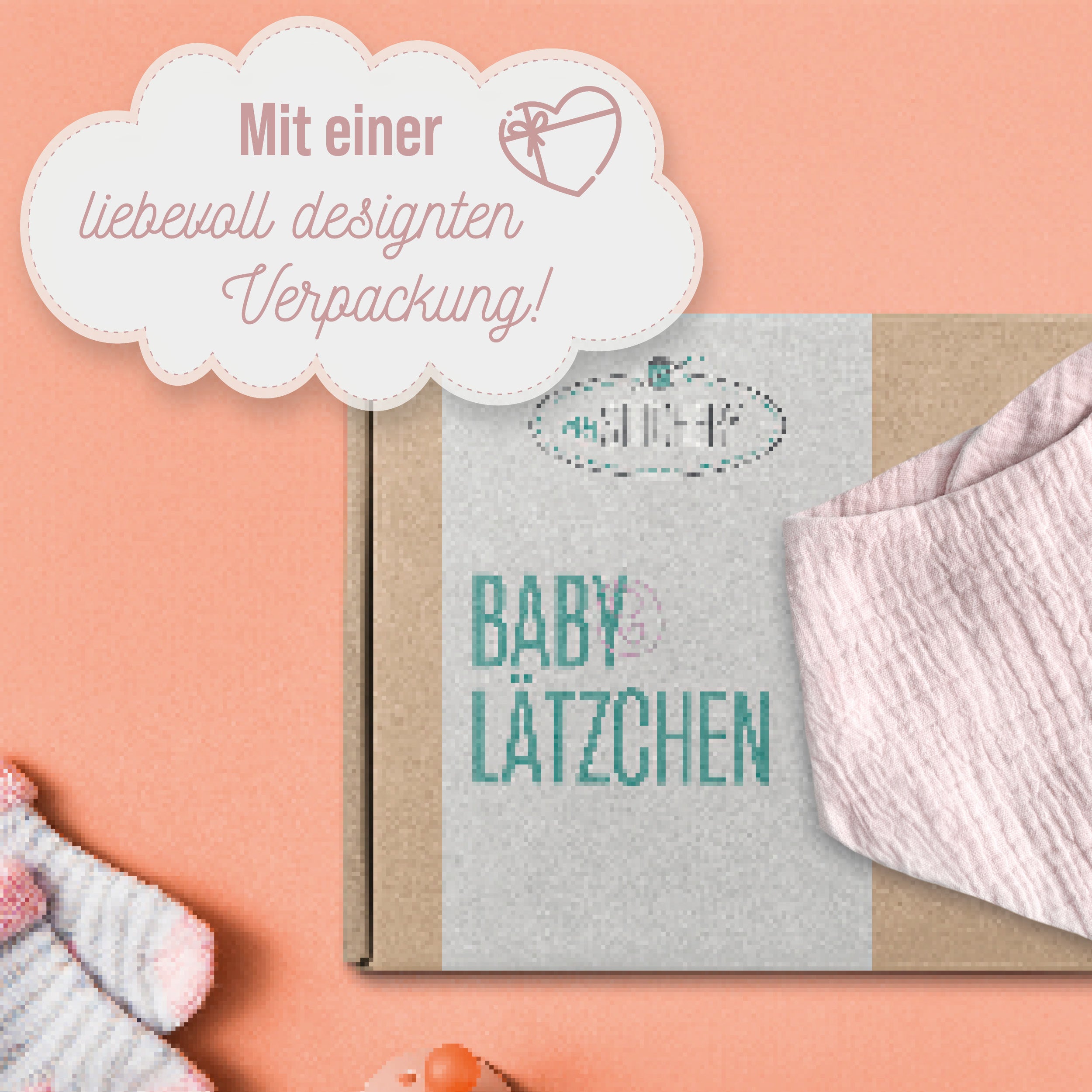 Musselin Baby Lätzchen mit Namen bestickt, Oeko-TEX® Standard 100