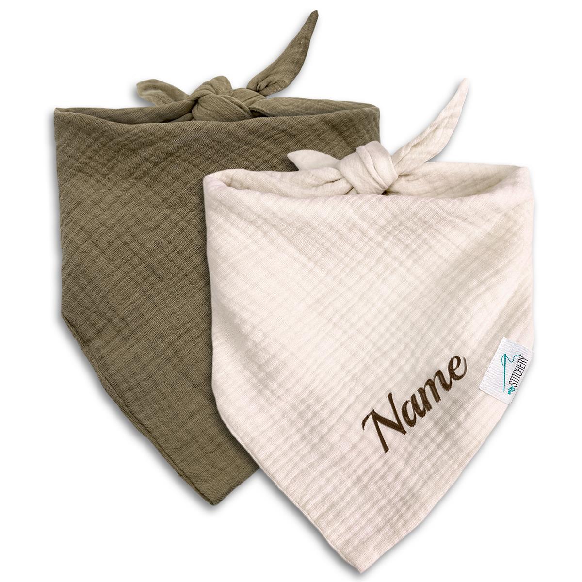 Musselin Hundehalstuch mit Namen bestickt, Oeko-TEX® Standard 100