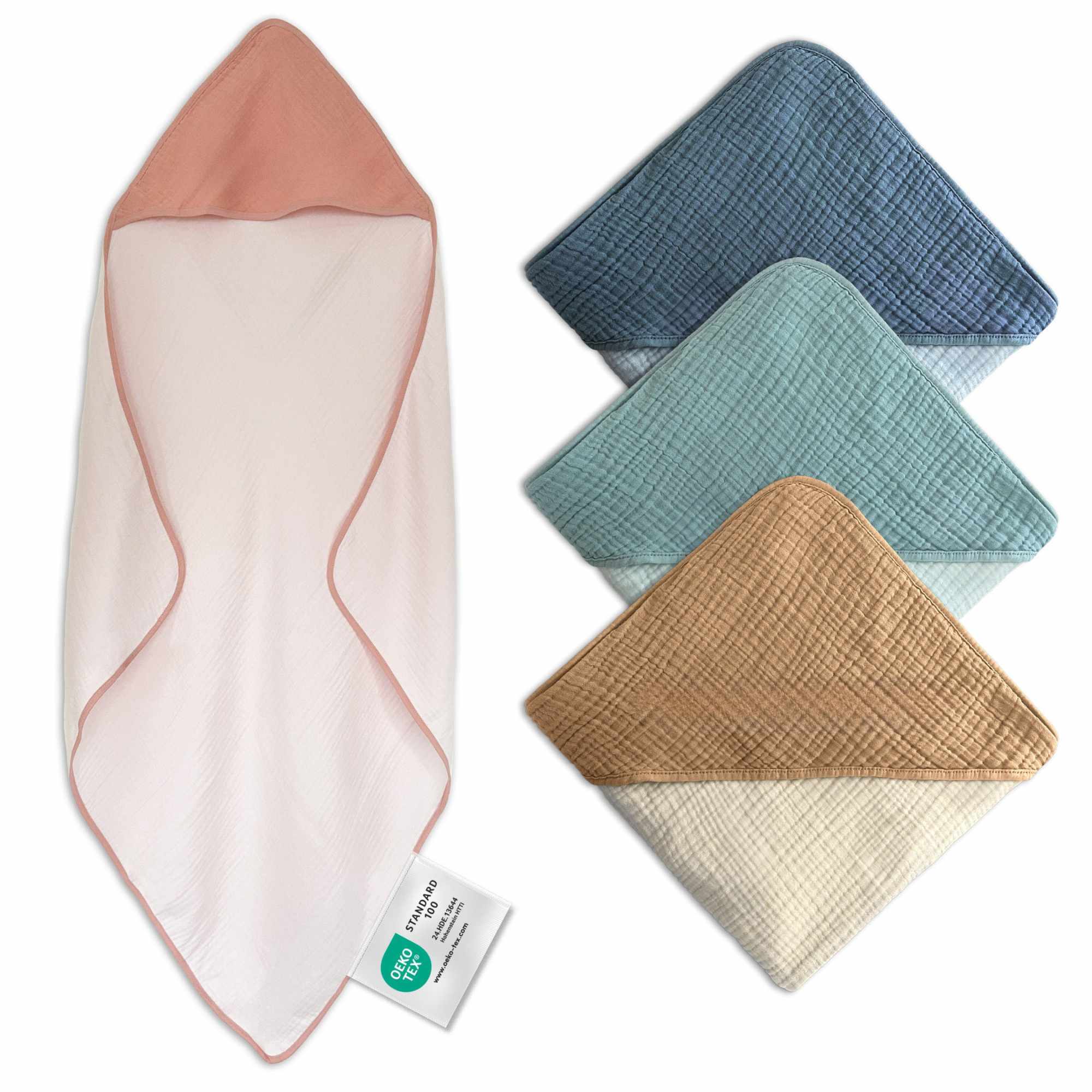 Musselin Badeponcho Kinder mit Namen Bestickt, Oeko-TEX® Standard 100