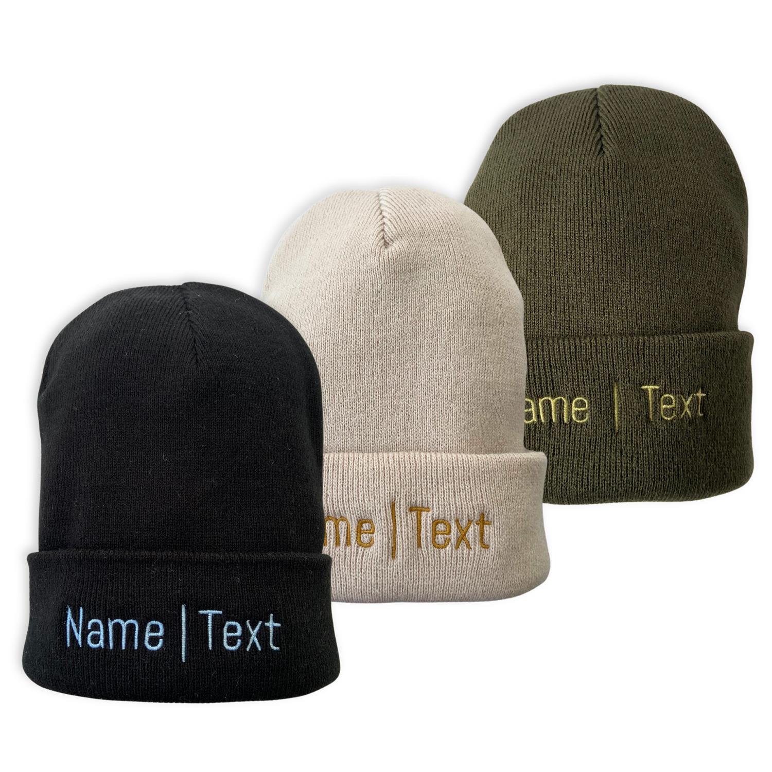 Mütze/Beanie mit Namen oder Wunschtext bestickt