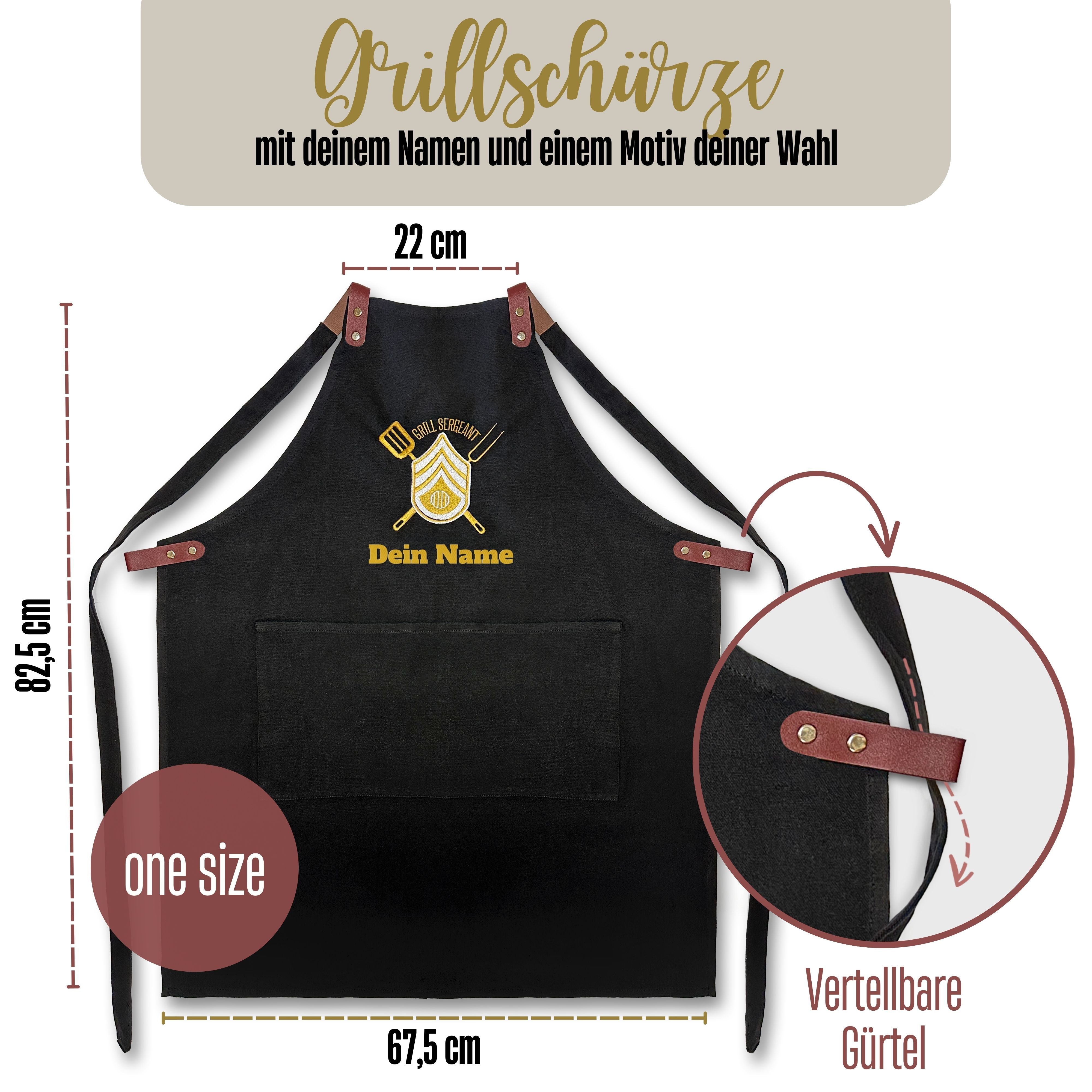 Grillschürze personalisiert mit Motiv & Wunschtext bestickt