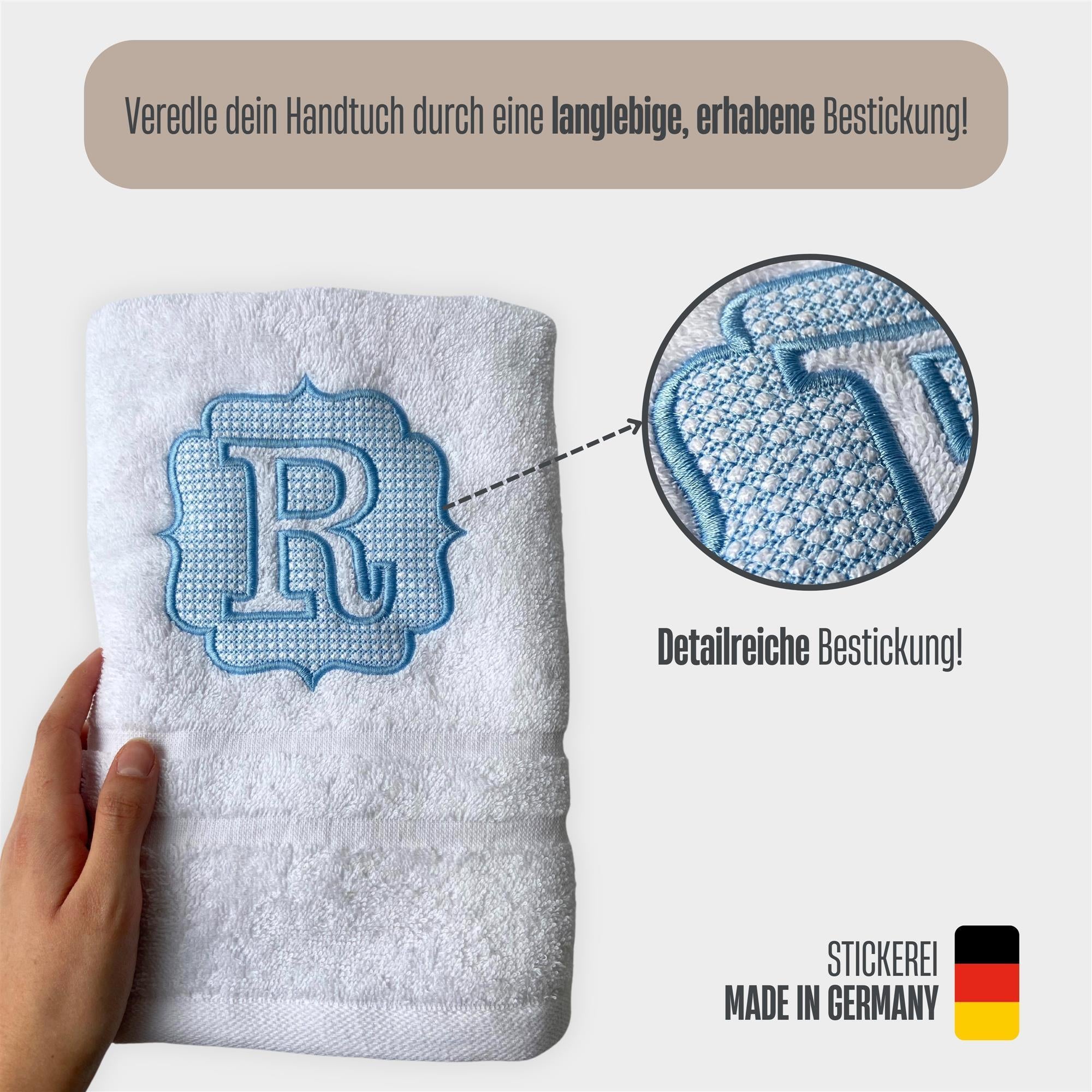 Handtuch mit Monogramm bestickt - OEKO-TEX® Standard 100 - Detail