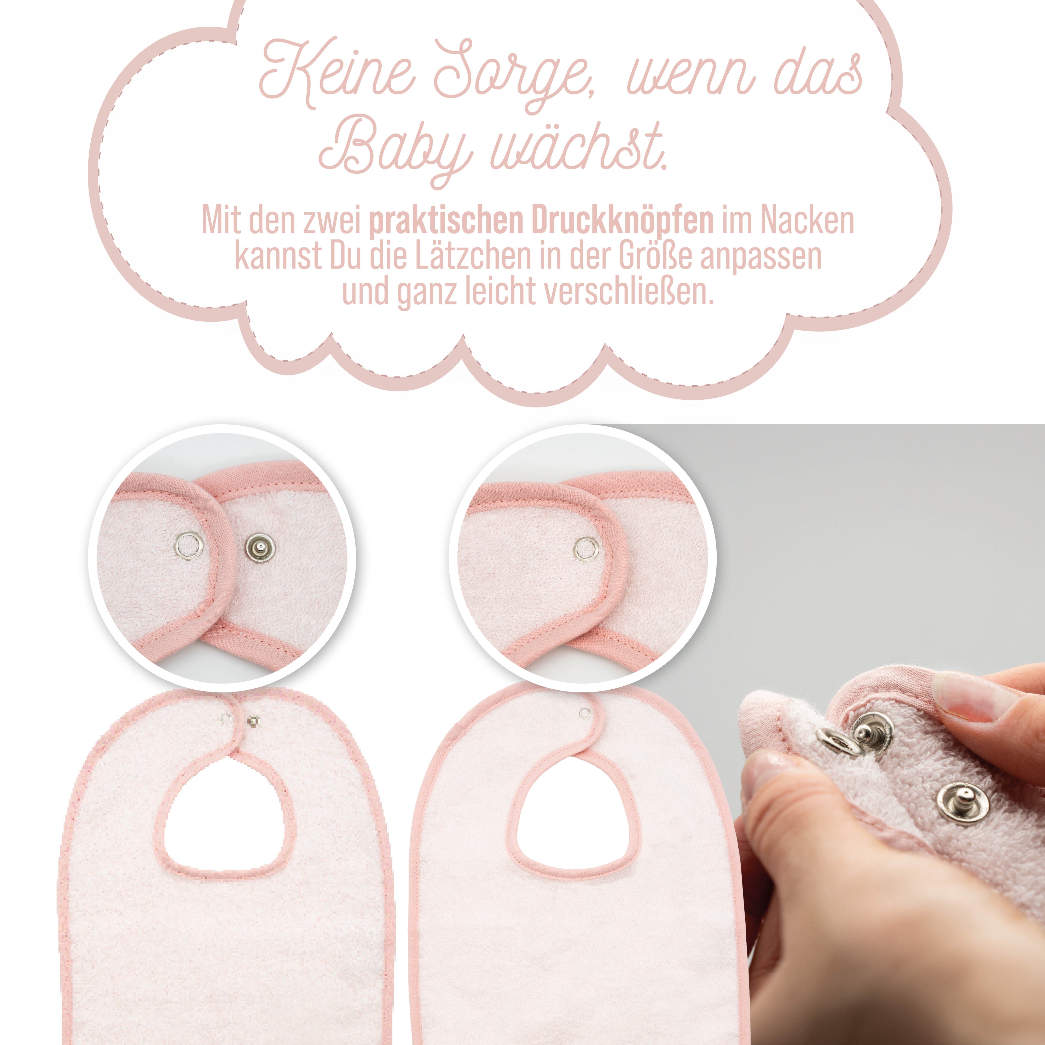 Baby Lätzchen mit Namen und Motiv bestickt - OEKO-TEX® Standard 100