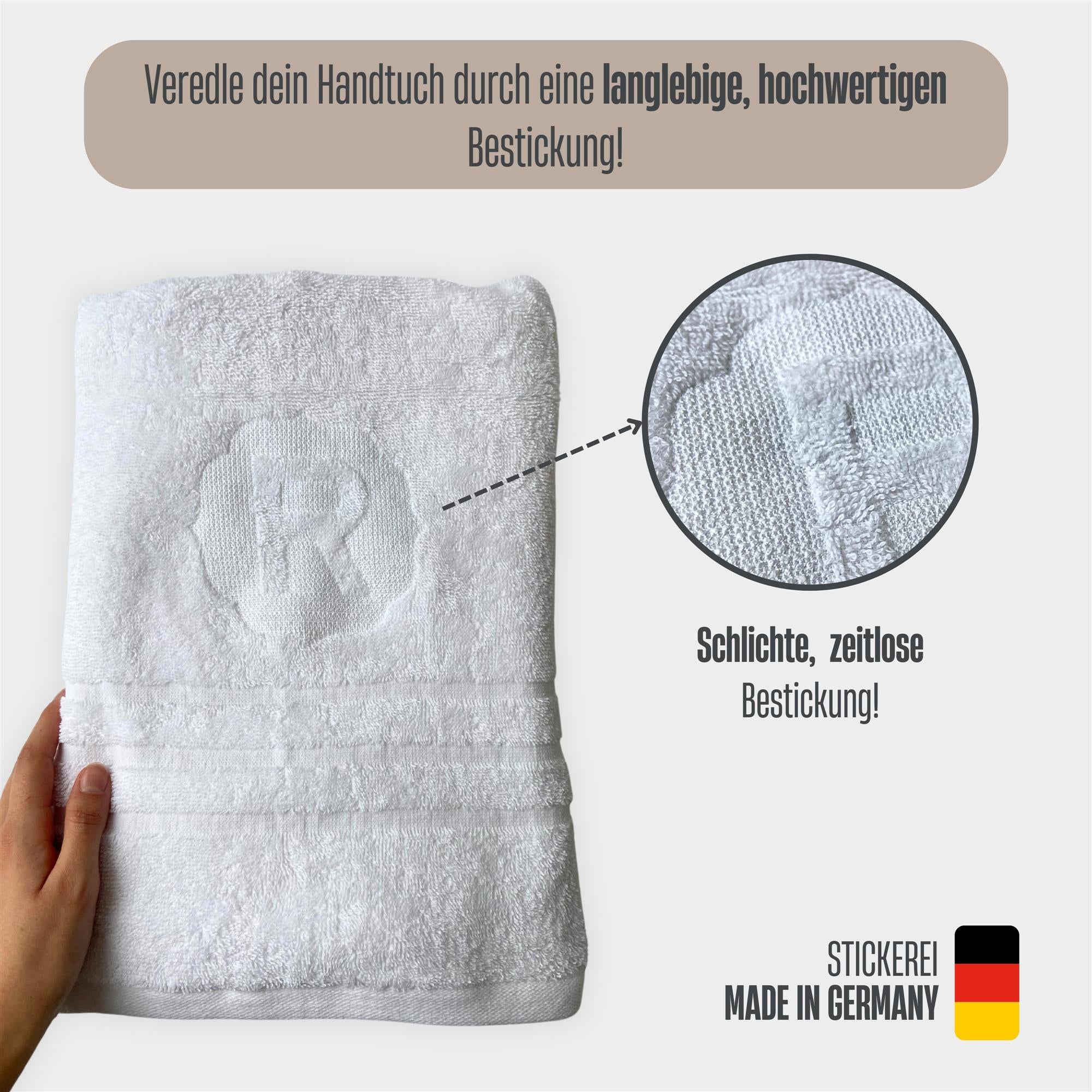 Handtuch mit Monogramm bestickt - OEKO-TEX® Standard 100 - schlicht