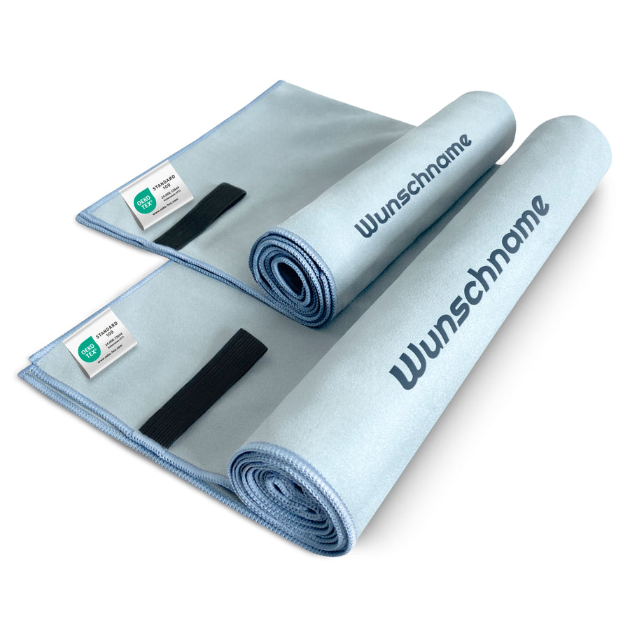 Mikrofaser Handtuch mit Namen Bestickt, Oeko-TEX® - Personalisiertes, schnelltrocknendes Handtuch mit gesticktem Wunschtext ideal für Fitness, Sport und Reisen