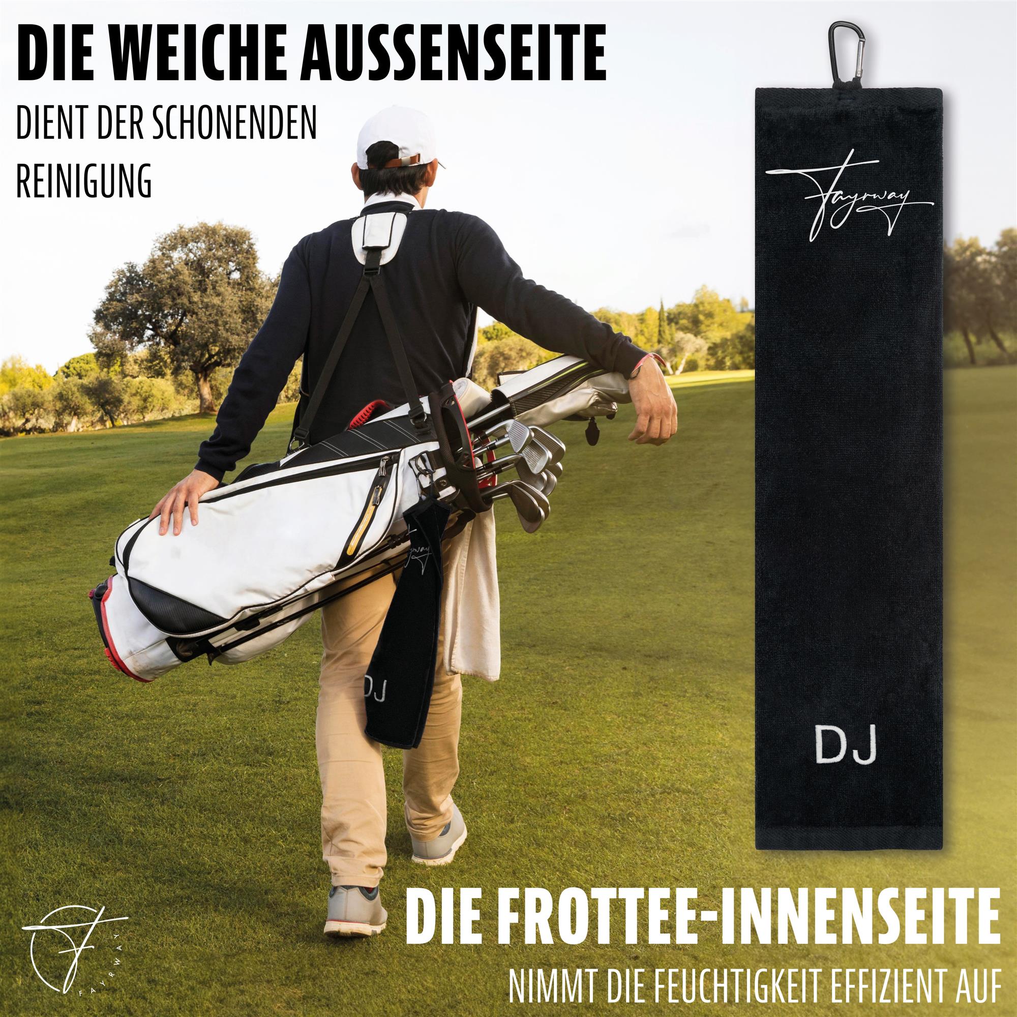 Golf Handtuch mit Initialen bestickt