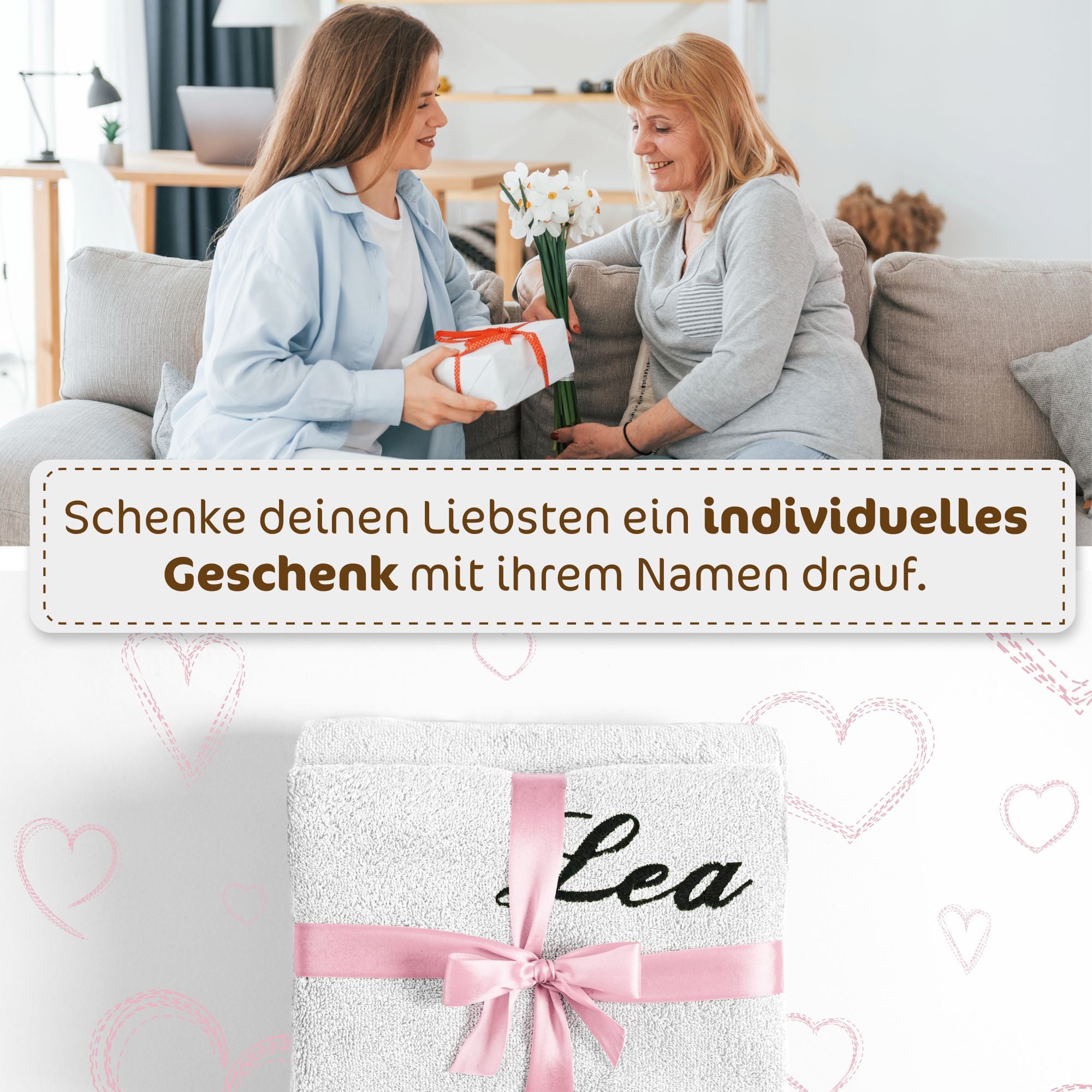 Kinderhandtuch mit Motiv und Namen bestickt