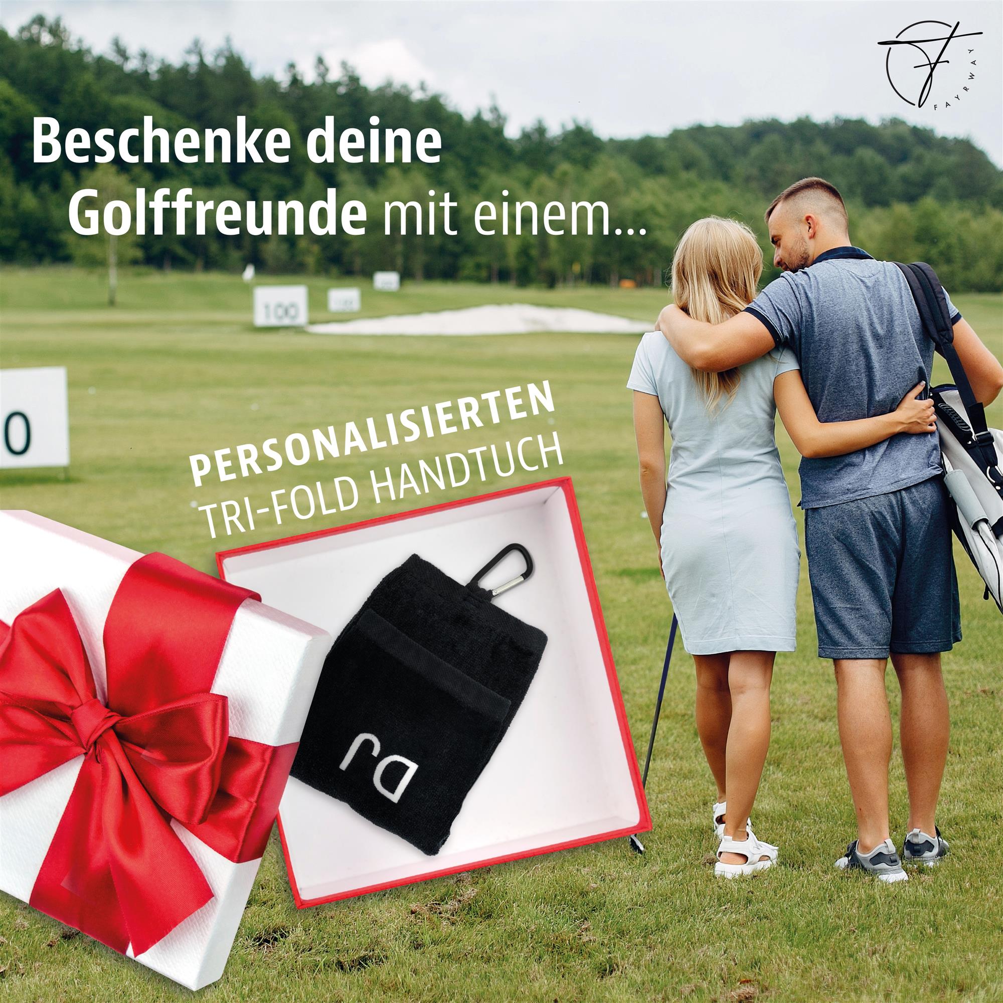 Golf Handtuch mit Initialen bestickt