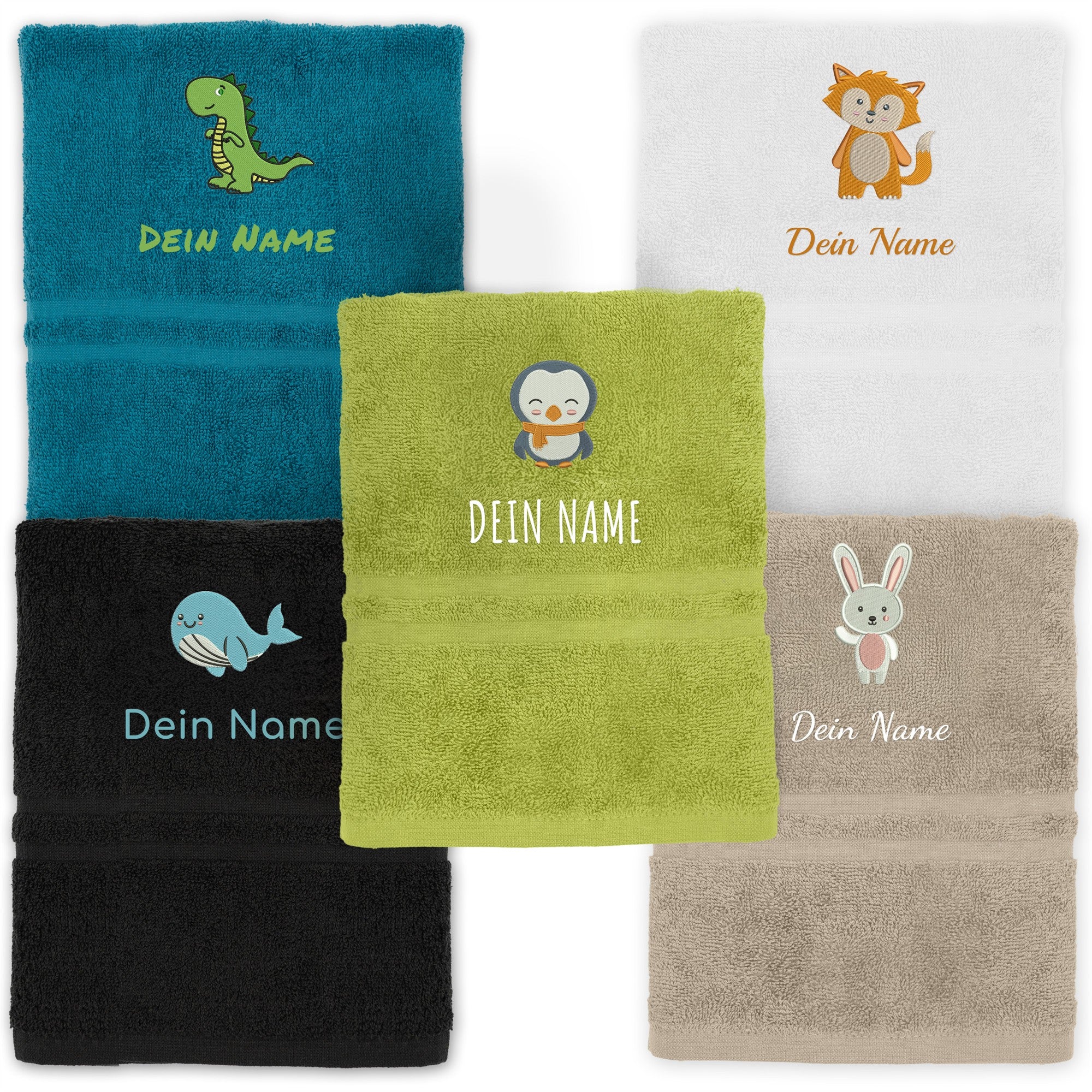 Kinderhandtuch mit Motiv und Namen bestickt, OEKO-TEX® Standard 100