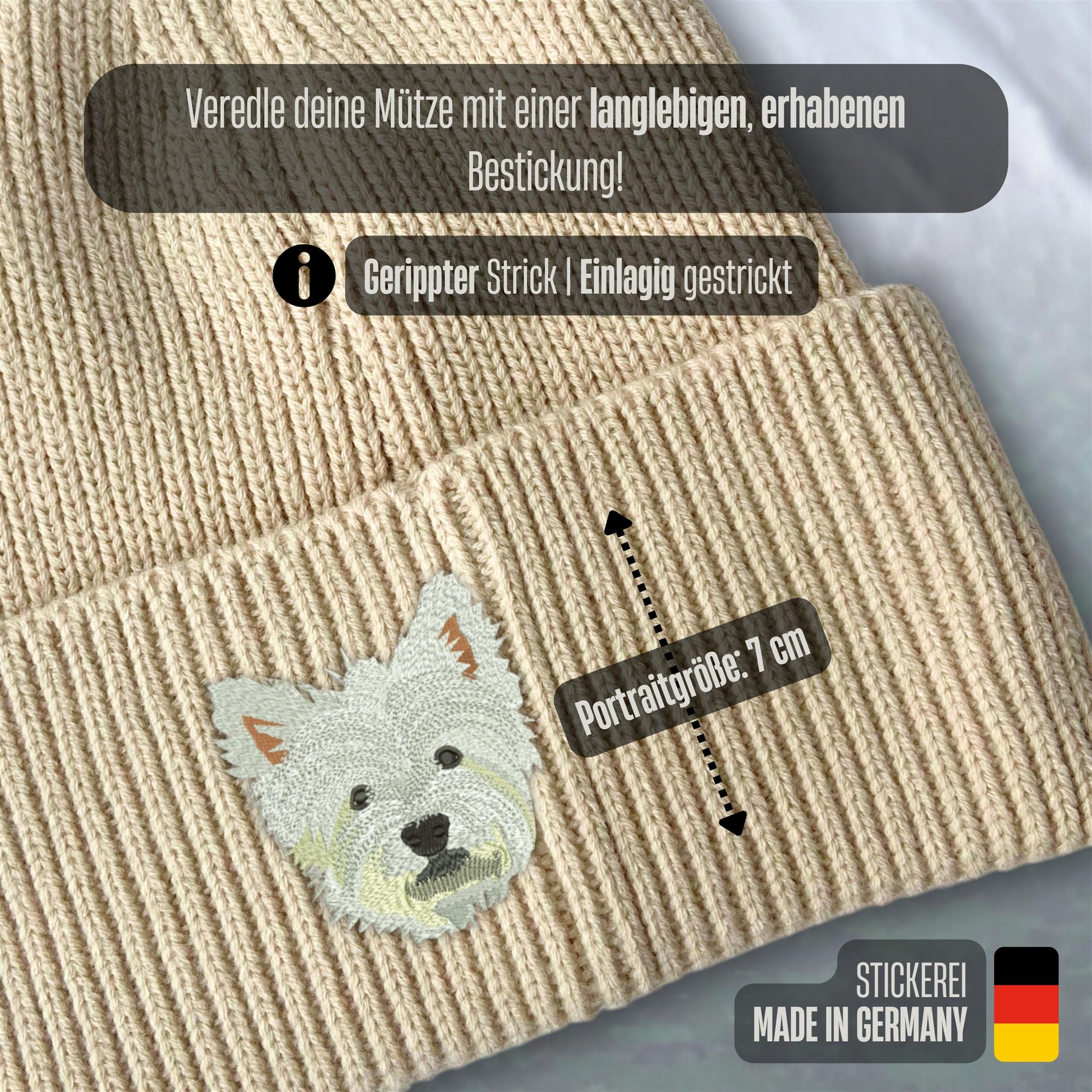 Mütze mit Tierportrait bestickt