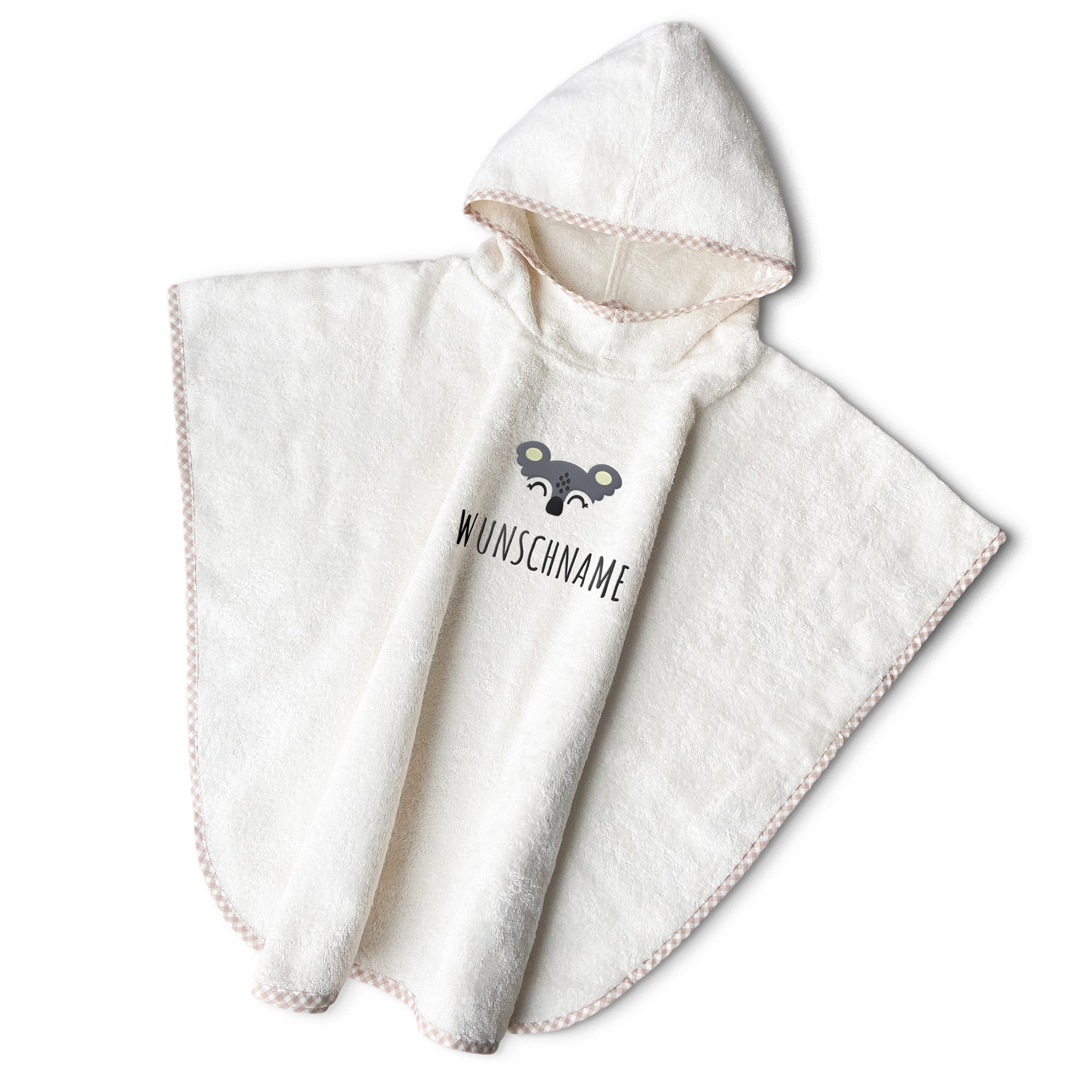 Badeponcho mit Motiv und Namen bestickt, Oeko-TEX® Standard 100