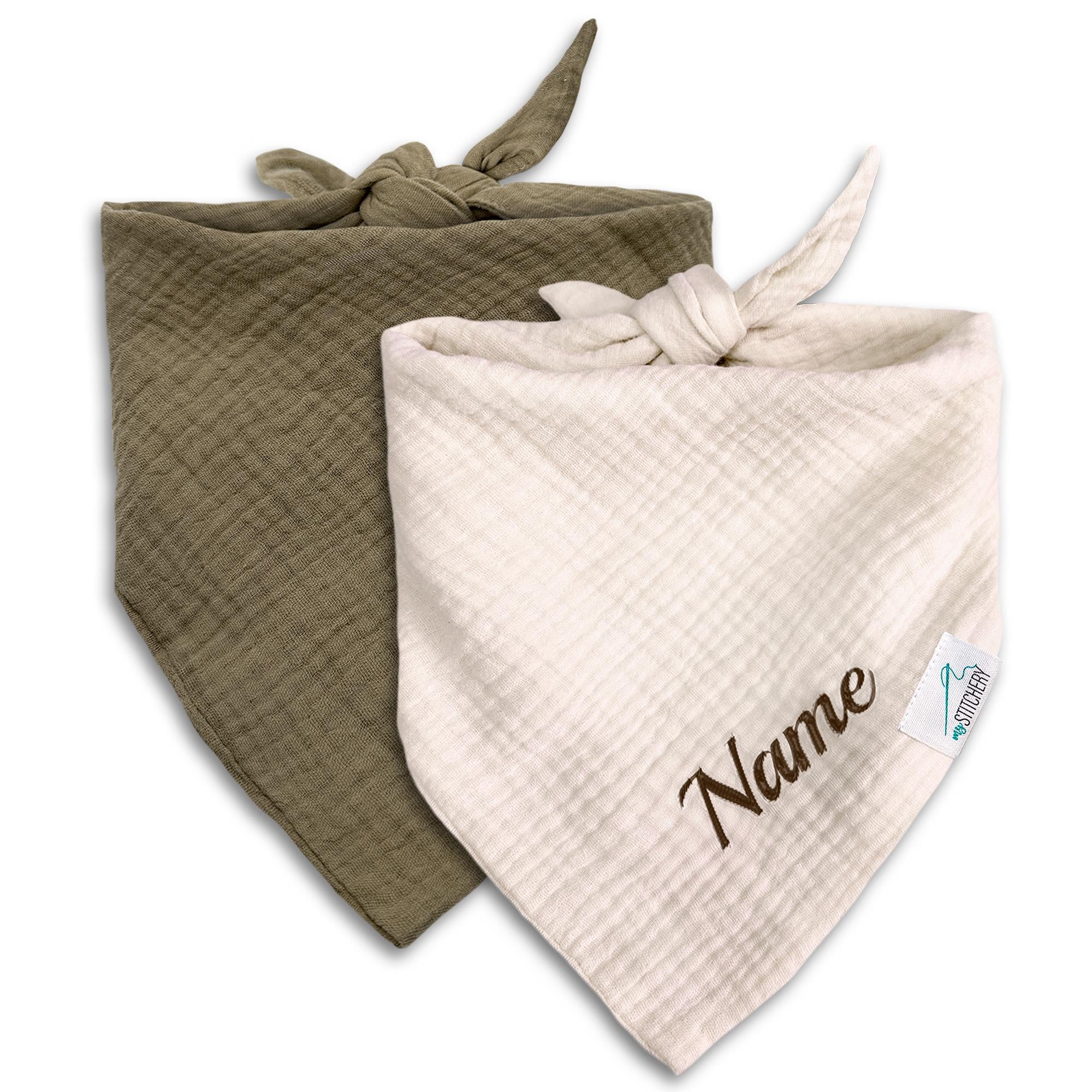 Musselin Hundehalstuch mit Namen bestickt, Oeko-TEX® Standard 100