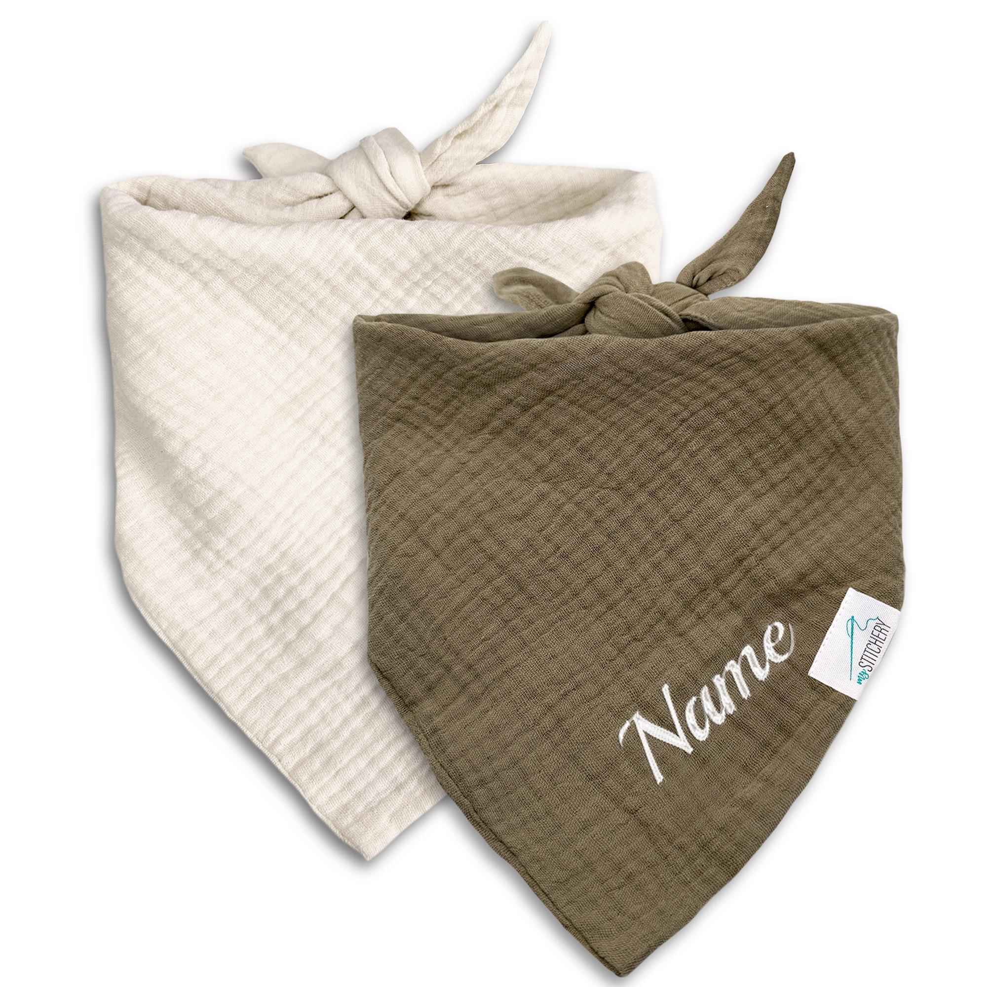 Musselin Hundehalstuch mit Namen bestickt, Oeko-TEX® Standard 100