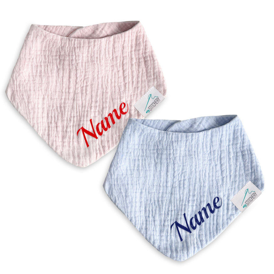 Musselin Baby Lätzchen mit Namen bestickt, Oeko-TEX® Standard 100