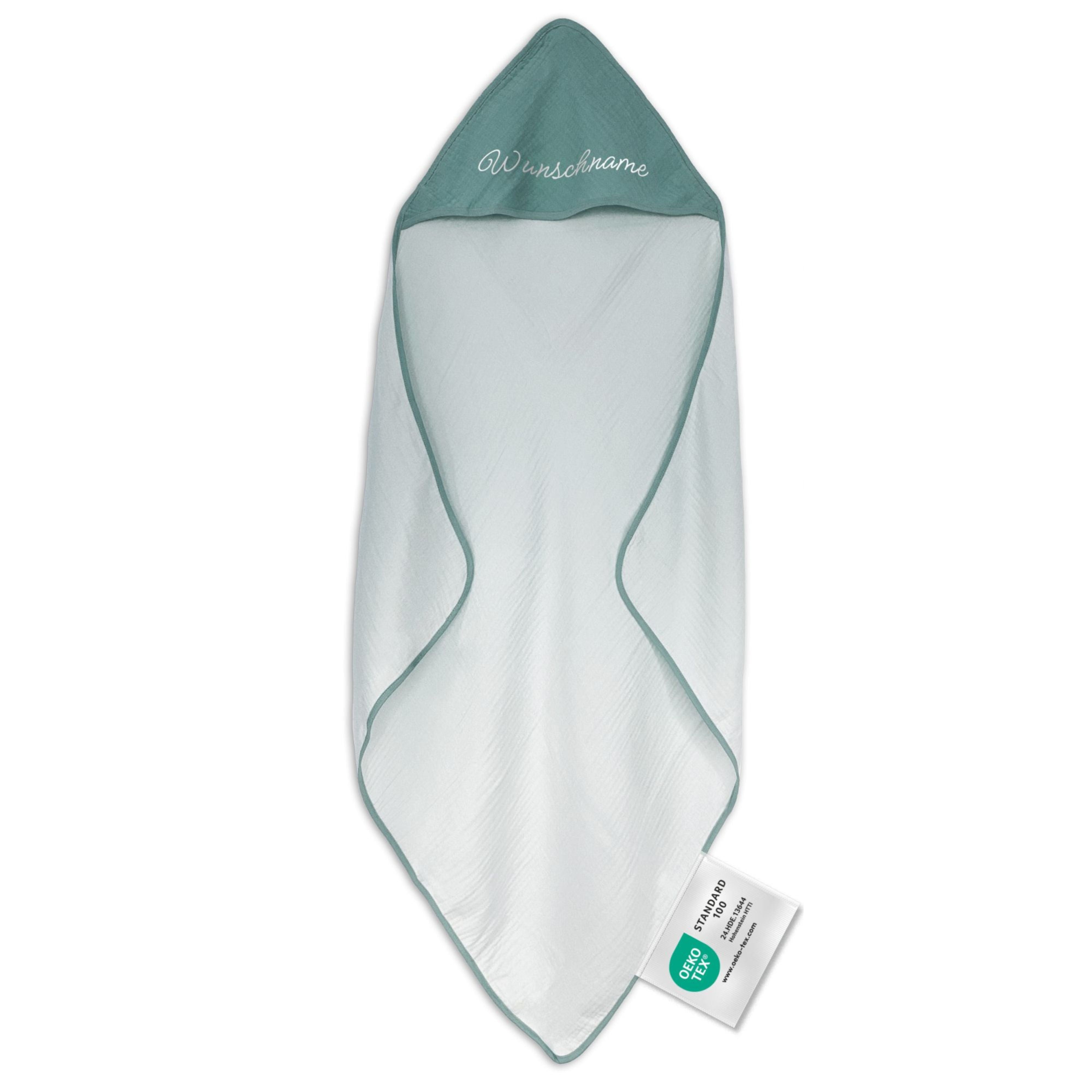 Musselin Badeponcho Kinder mit Namen Bestickt, Oeko-TEX® Standard 100